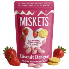 Misket Strawberry White Chocolate Biscuit dragee 12x70g