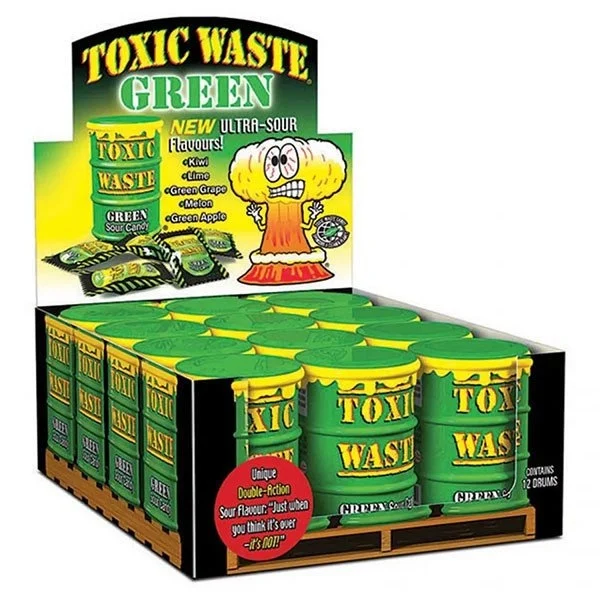  Toxic Waste Green Sour Candy Drum 12x42gr