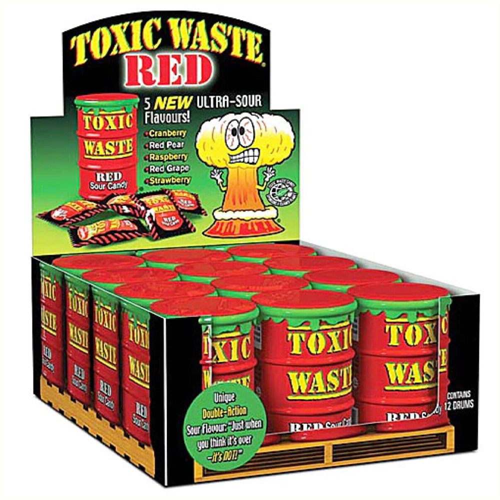  Toxic Waste Red Sour Candy Drum 12x42 gr