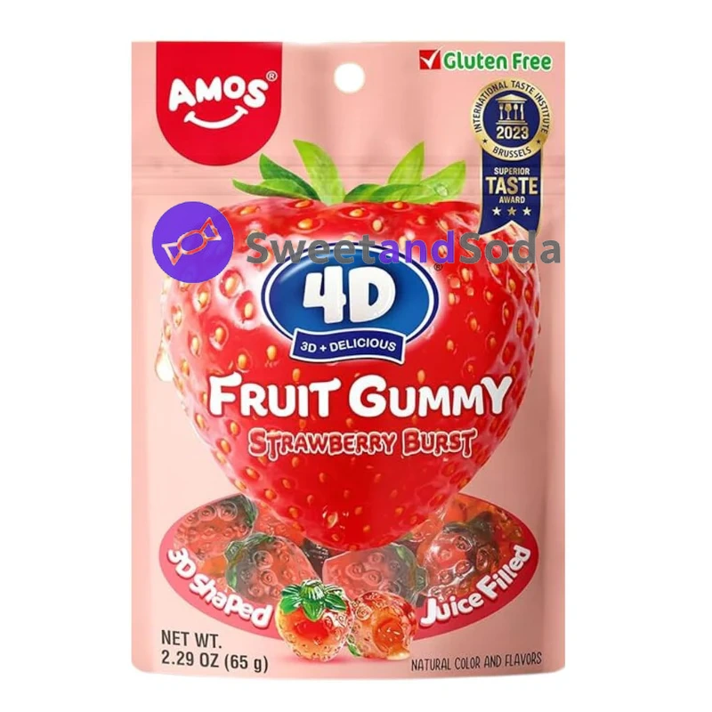 Amos 4D Fruit Gummy Strawberry 24x65g