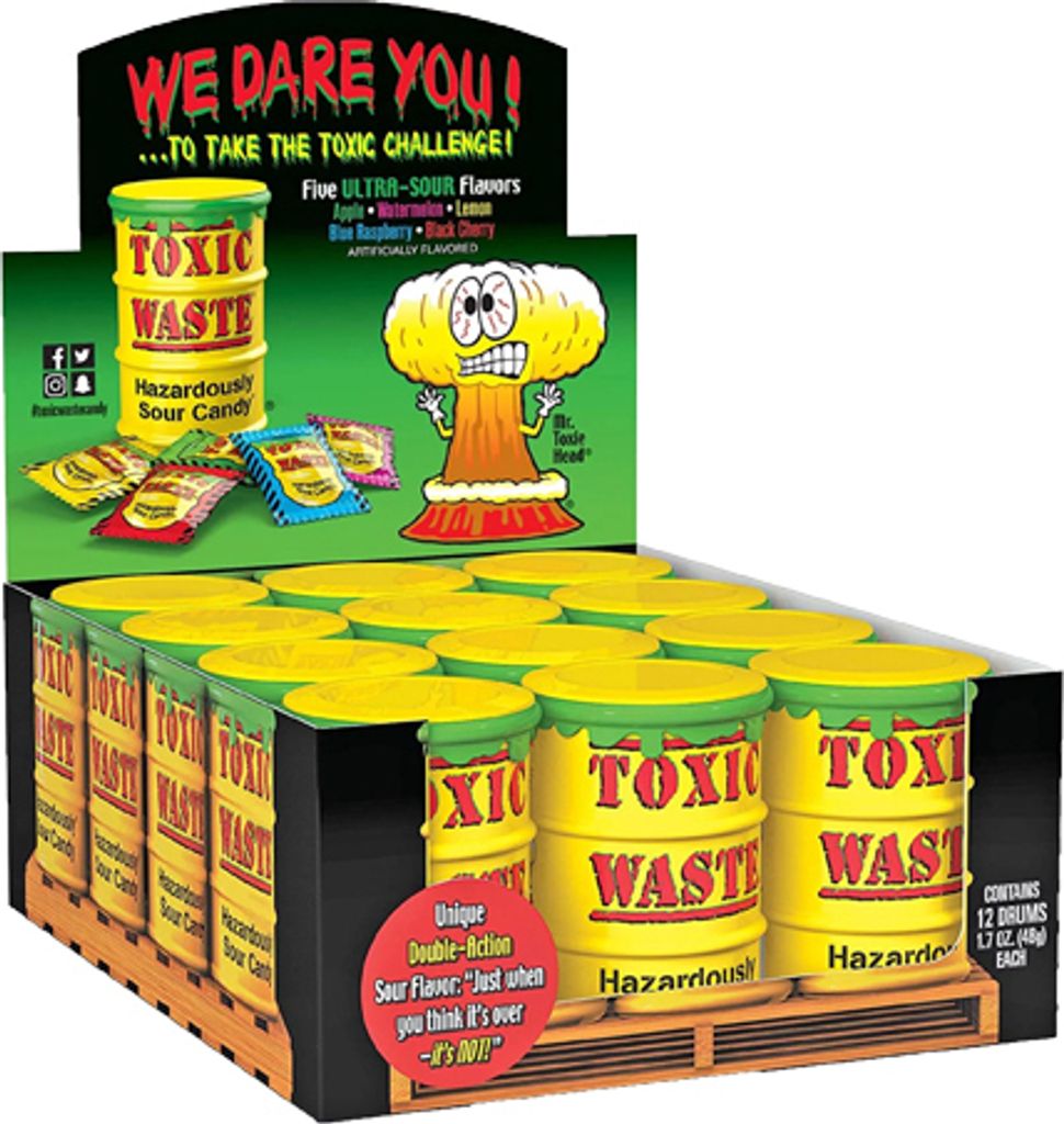 Toxic Waste Yellow Sour Candy Drum USA 12x42 gr. 